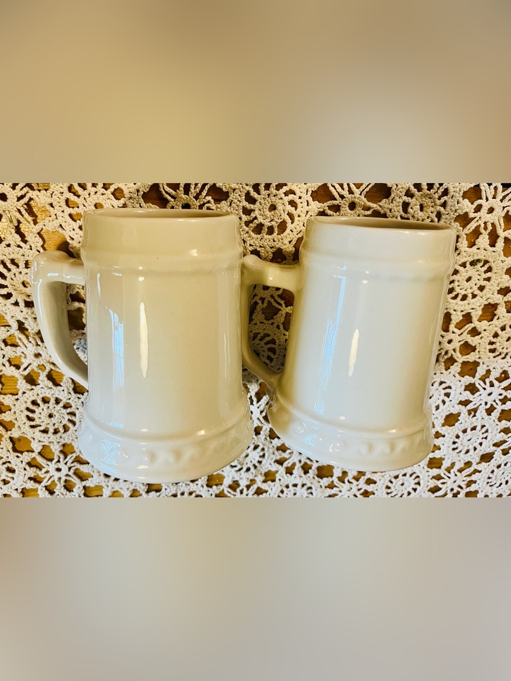 Vintage McCoy Classic Cream Ironstone Neutral Cream Mugs